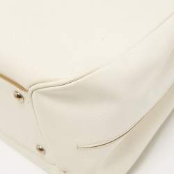 Pre Owned Salvatore Ferragamo White Leather Gancini Flap Bag