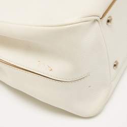 Pre Owned Salvatore Ferragamo White Leather Gancini Flap Bag