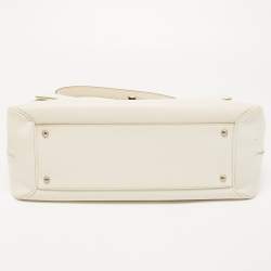 Pre Owned Salvatore Ferragamo White Leather Gancini Flap Bag