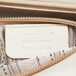 Pre Owned Salvatore Ferragamo White Leather Gancini Flap Bag