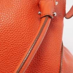 Salvatore Ferragamo Orange Leather Logo Satchel