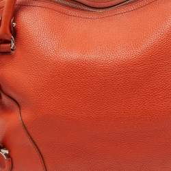 Salvatore Ferragamo Orange Leather Logo Satchel