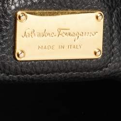 Pre Owned Salvatore Ferragamo Black Leather Medium Amy Tote