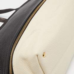 Salvatore Ferragamo Black/White Grain Leather Tara Expandable Tote