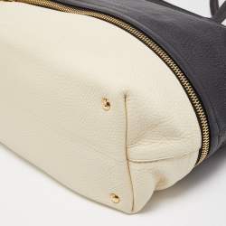 Salvatore Ferragamo Black/White Grain Leather Tara Expandable Tote
