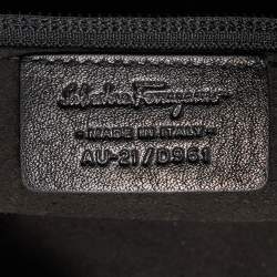 Salvatore Ferragamo Black/White Grain Leather Tara Expandable Tote