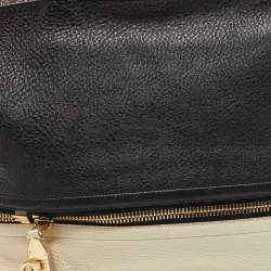 Salvatore Ferragamo Black/White Grain Leather Tara Expandable Tote