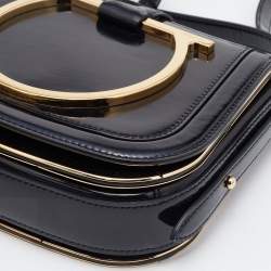 Pre Owned Salvatore Ferragamo Black Patent Leather Sabine Crossbody Bag