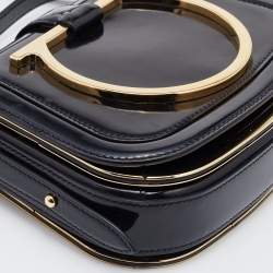 Pre Owned Salvatore Ferragamo Black Patent Leather Sabine Crossbody Bag