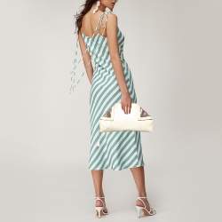 Pre Owned Salvatore Ferragamo Ivory Watersnake Leather Oversize Clutch