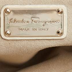 Pre Owned Salvatore Ferragamo Ivory Watersnake Leather Oversize Clutch