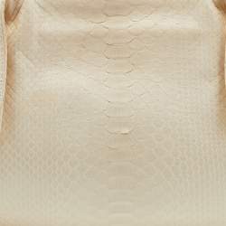 Pre Owned Salvatore Ferragamo Ivory Watersnake Leather Oversize Clutch