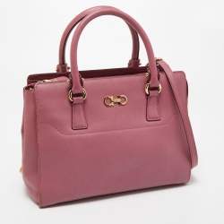 Salvatore Ferragamo Dark Pink Leather Beky Tote