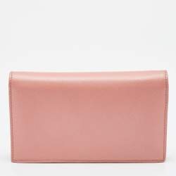 مملوكة مسبقًا Salvatore Ferragamo Peach Leather Miss Vara Wallet on chain 