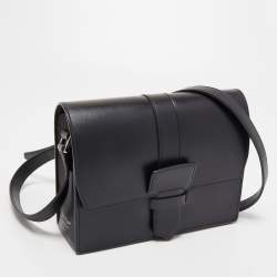 Pre Owned Salvatore Ferragamo Black Leather Altea Box Crossbody Bag