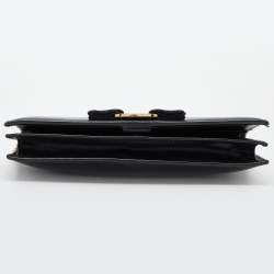Salvatore Ferragamo Black Leather Vara Bow Wallet on Chain