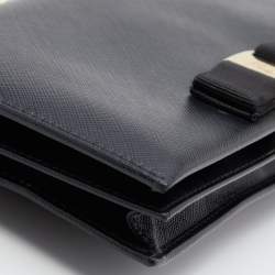 Salvatore Ferragamo Black Leather Vara Bow Wallet on Chain