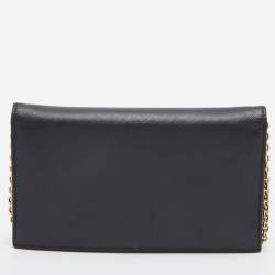 Salvatore Ferragamo Black Leather Vara Bow Wallet on Chain