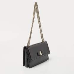 Pre Owned Salvatore Ferragamo Black Patent Leather Ginny Shoulder Bag