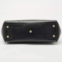 Pre Owned Salvatore Ferragamo Black Leather Medium Studded Melike Tote