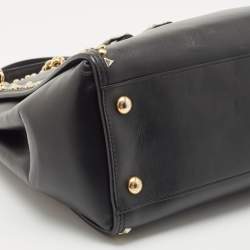 Pre Owned Salvatore Ferragamo Black Leather Medium Studded Melike Tote