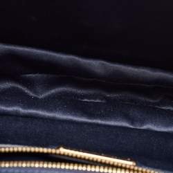 Pre Owned Salvatore Ferragamo Dark Blue Leather Vara Bow Chain Shoulder Bag
