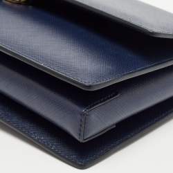 Pre Owned Salvatore Ferragamo Dark Blue Leather Vara Bow Chain Shoulder Bag