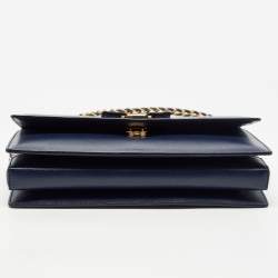 Pre Owned Salvatore Ferragamo Dark Blue Leather Vara Bow Chain Shoulder Bag