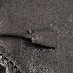 Pre Owned Salvatore Ferragamo Black Leather Braided Satchel