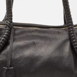 Pre Owned Salvatore Ferragamo Black Leather Braided Satchel