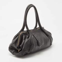 Pre Owned Salvatore Ferragamo Black Leather Braided Satchel