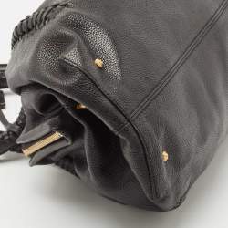 Pre Owned Salvatore Ferragamo Black Leather Braided Satchel