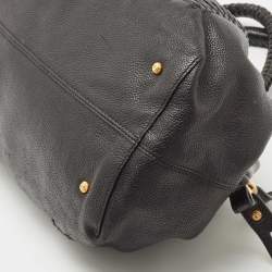 Pre Owned Salvatore Ferragamo Black Leather Braided Satchel