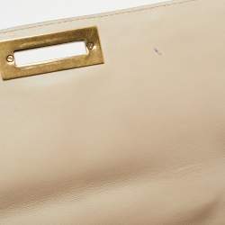 Pre Owned Salvatore Ferragamo Cream/Beige Watersnake and Leather Studded Sofia Top Handle Bag