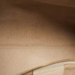 Pre Owned Salvatore Ferragamo Cream/Beige Watersnake and Leather Studded Sofia Top Handle Bag