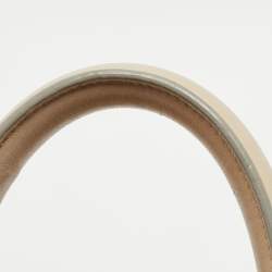 Pre Owned Salvatore Ferragamo Cream/Beige Watersnake and Leather Studded Sofia Top Handle Bag