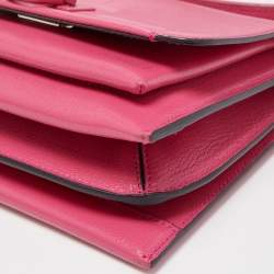 Pre Owned Salvatore Ferragamo Pink/Beige Leather Trifolio Crossbody Bag