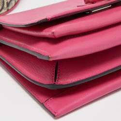 Pre Owned Salvatore Ferragamo Pink/Beige Leather Trifolio Crossbody Bag