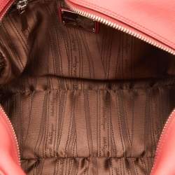 Pre Owned Salvatore Ferragamo Coral Orange Leather Gancio Bowler Bag