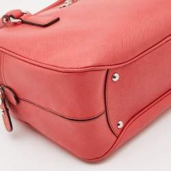 Pre Owned Salvatore Ferragamo Coral Orange Leather Gancio Bowler Bag