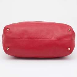 Pre Owned Salvatore Ferragamo Red Leather Gancini Chain Tote