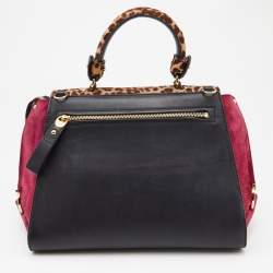 Pre Owned Salvatore Ferragamo Multicolor Leather, Calfhair and Suede Medium Sofia Top Handle Bag