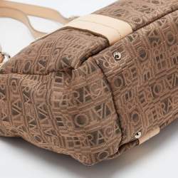 Pre Owned Salvatore Ferragamo Brown/Beige Jacquard Fabric and Leather Tote
