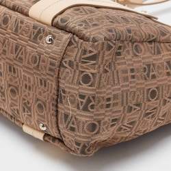 Pre Owned Salvatore Ferragamo Brown/Beige Jacquard Fabric and Leather Tote