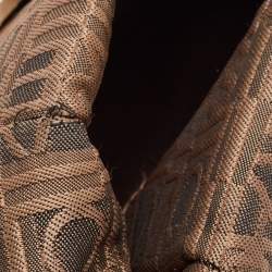 Pre Owned Salvatore Ferragamo Brown/Beige Jacquard Fabric and Leather Tote