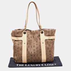 Pre Owned Salvatore Ferragamo Brown/Beige Jacquard Fabric and Leather Tote