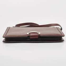Pre Owned Salvatore Ferragamo Purple Leather Flap Crossbody Bag