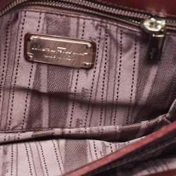 Pre Owned Salvatore Ferragamo Purple Leather Flap Crossbody Bag