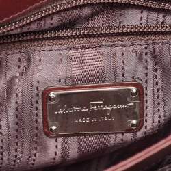 Pre Owned Salvatore Ferragamo Purple Leather Flap Crossbody Bag