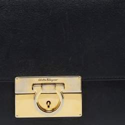 Pre Owned Salvatore Ferragamo Black Leather Aileen Shoulder Bag